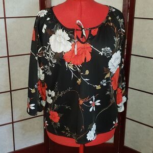 Teddi of California Black Floral Blouse